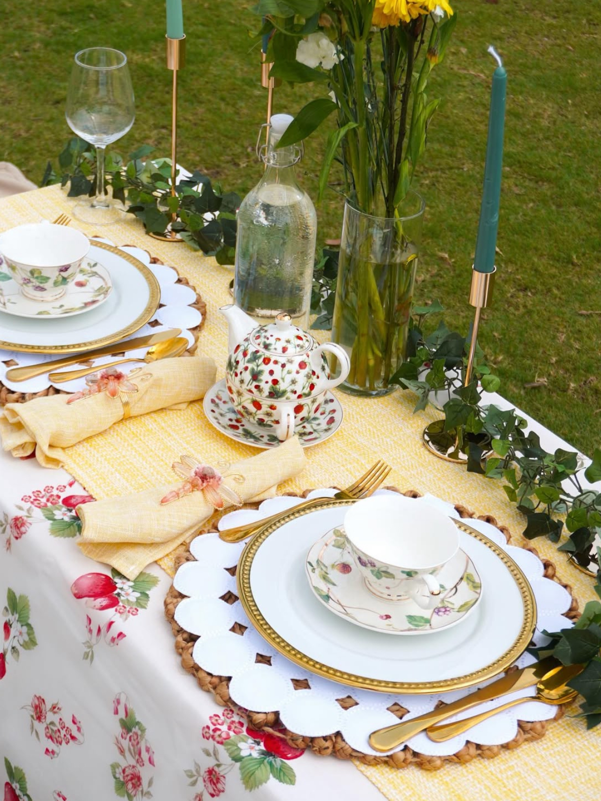 Detail shot of the Coquette Dream teacup and place setting