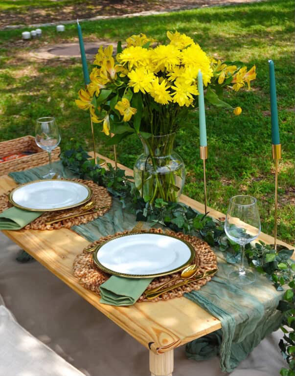 Detail shot of the Emerald Escape place setting